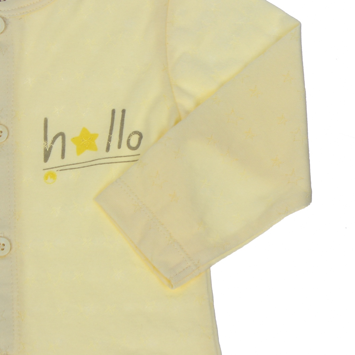 Bộ quần áo dài tay cài giữa Mamago Twikle Star 6-9M ND20H (Vàng) - mặt trái