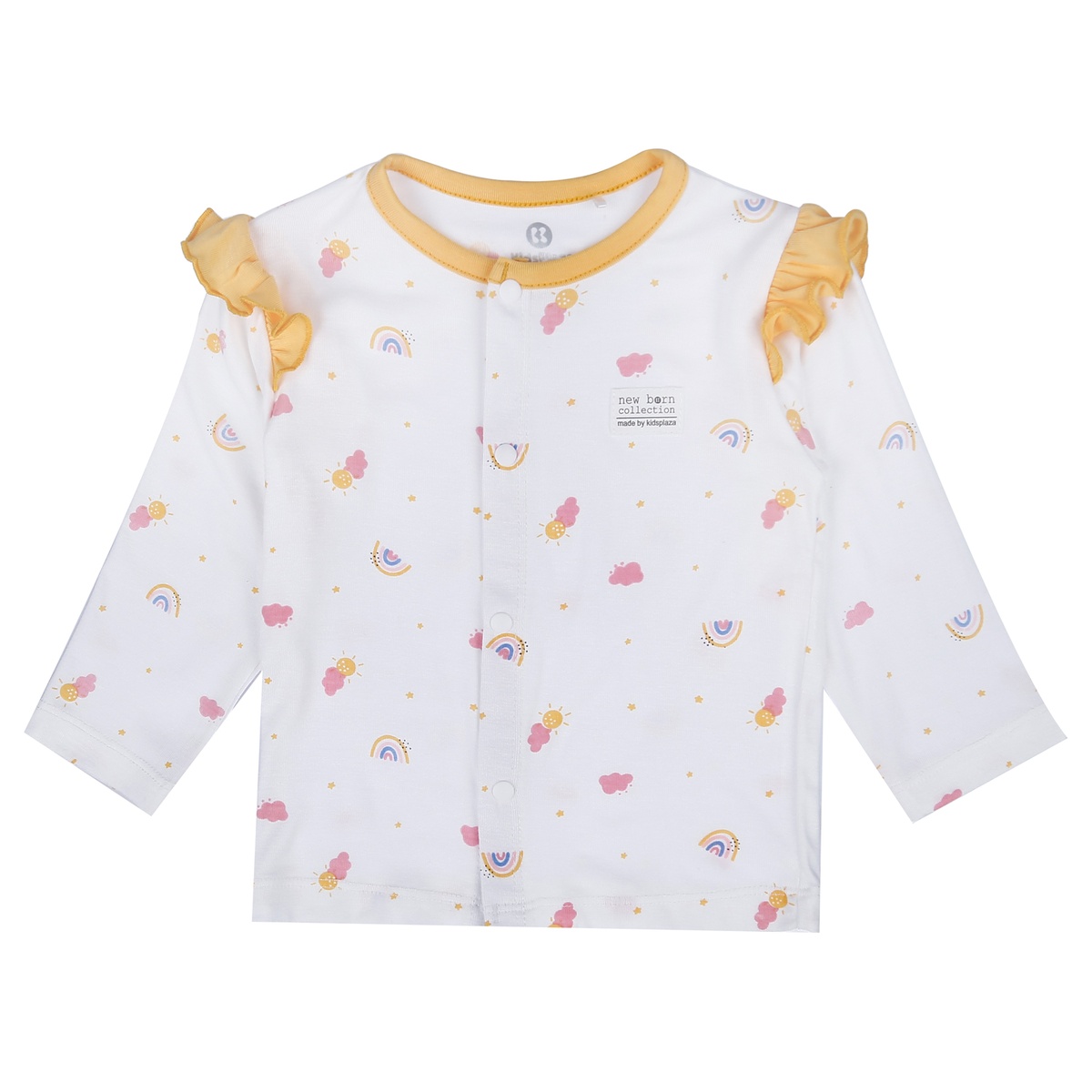 Bộ quần áo dài tay cài giữa Otis in hình cầu vồng đám mây KidsPlaza ND21H - mặt trái