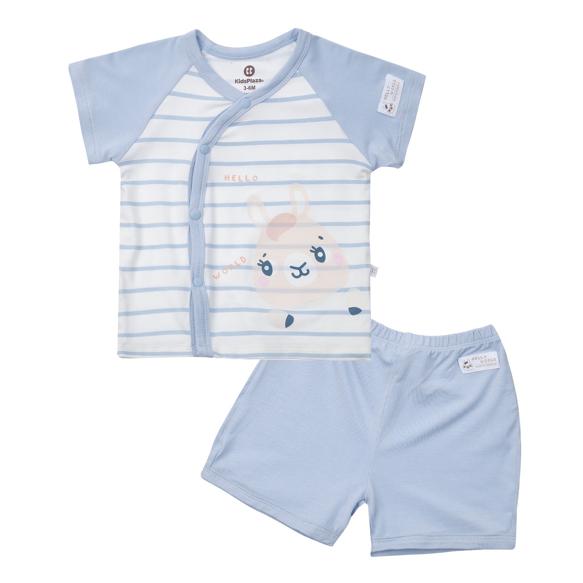 Bộ quần áo dài tay cài lệch KidsPlaza in lừa M24H (Xanh)