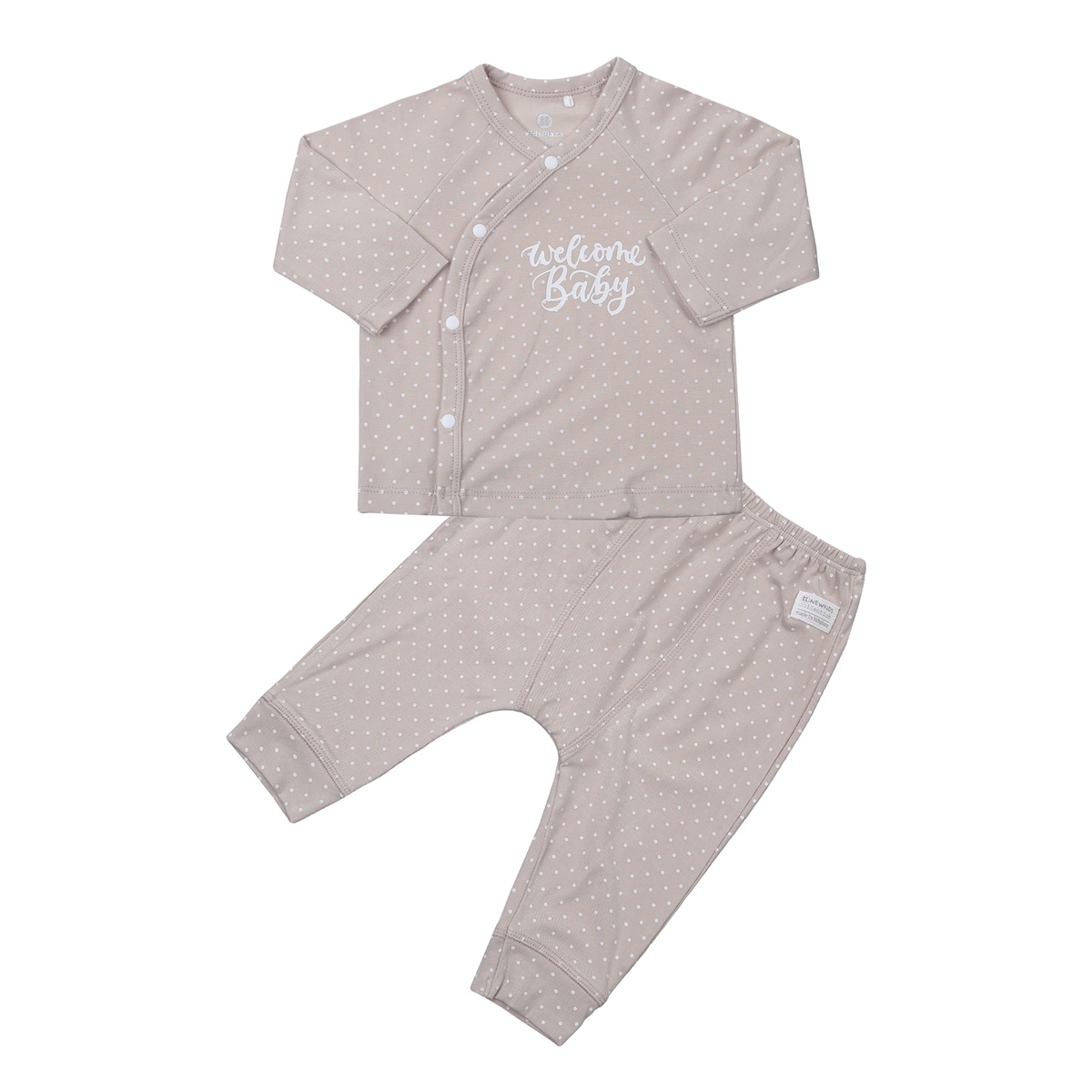 Bộ quần áo dài tay cài lệch KidsPlaza Otis chấm bi ND23T (Be)