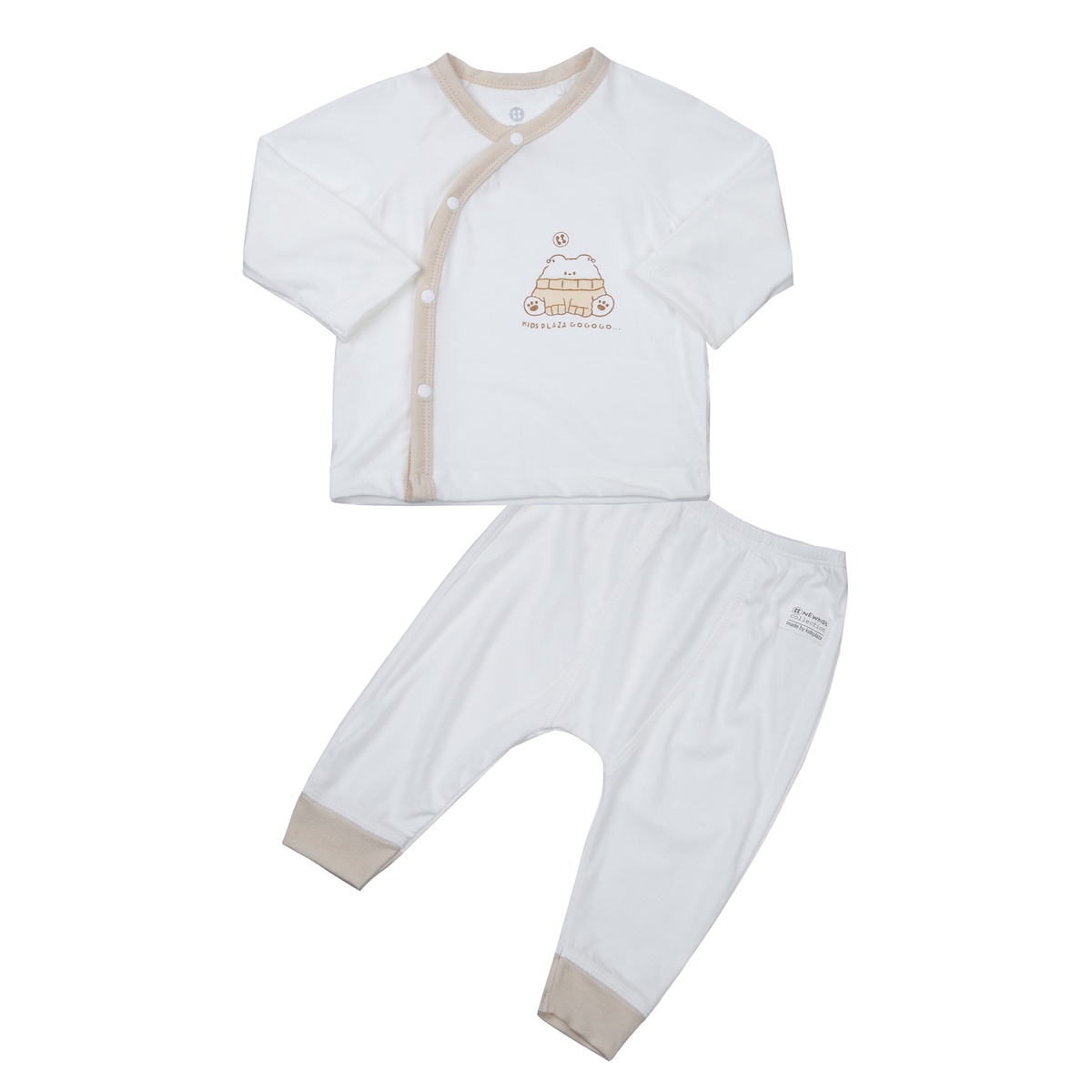 Bộ quần áo dài tay cài lệch KidsPlaza Otis ND24H (Trắng be)