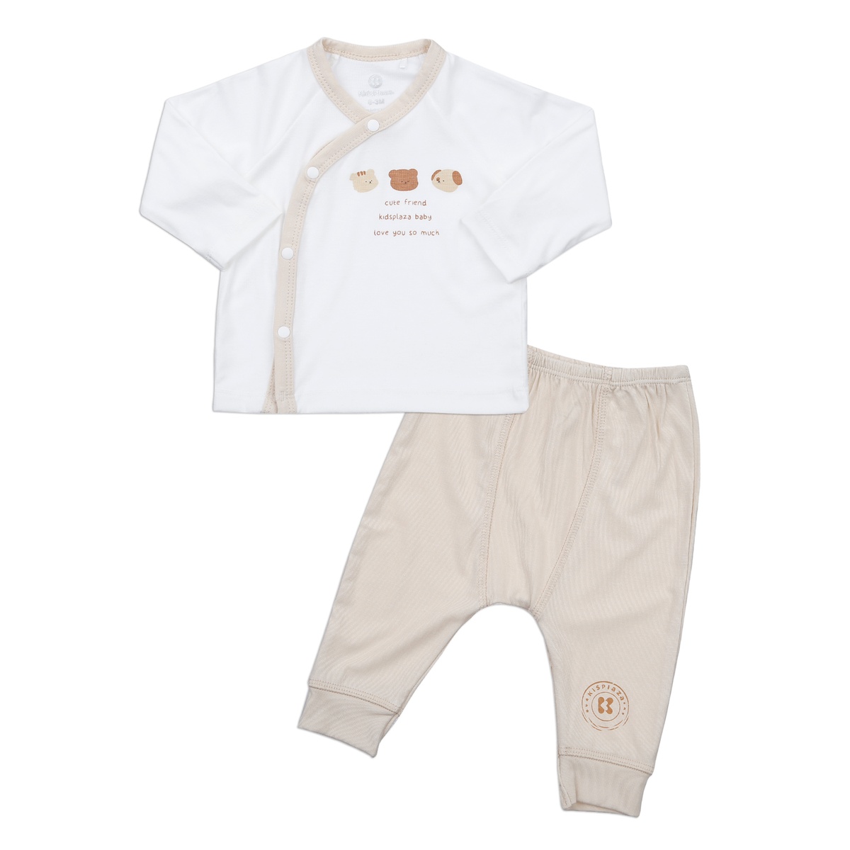 Bộ quần áo dài tay cài lệch Otis KidsPlaza ND23H (Trắng be)