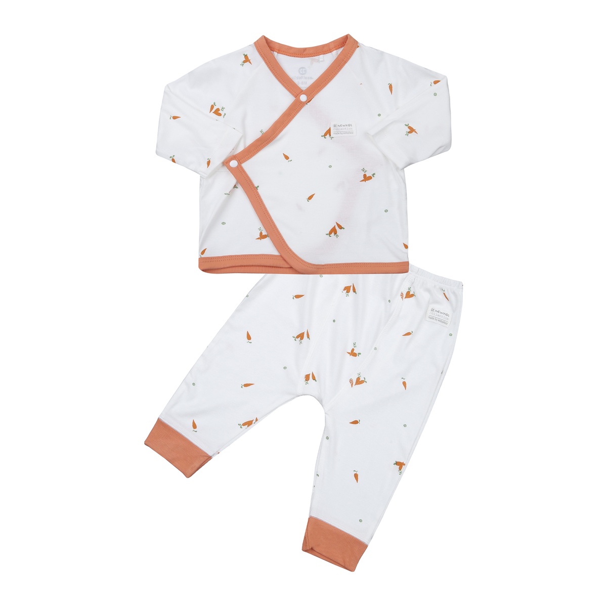 Bộ quần áo dài tay cài lệch Yukata KidsPlaza Otis ND23T (Trắng cam)