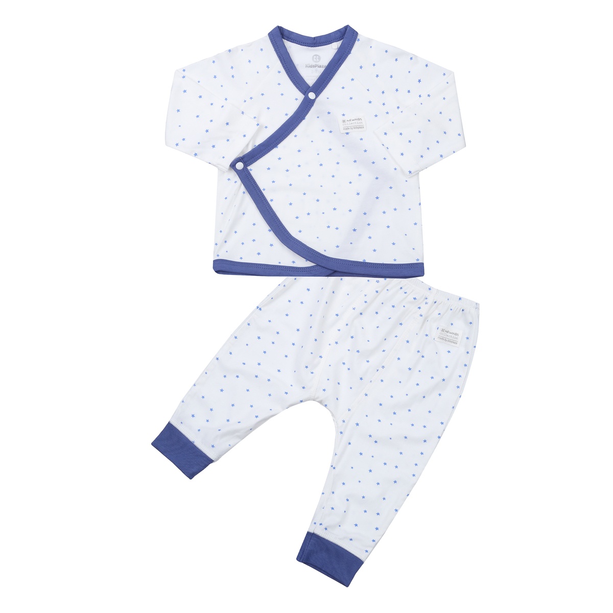Bộ quần áo dài tay cài lệch Yukata KidsPlaza Otis ND23T (Trắng xanh)
