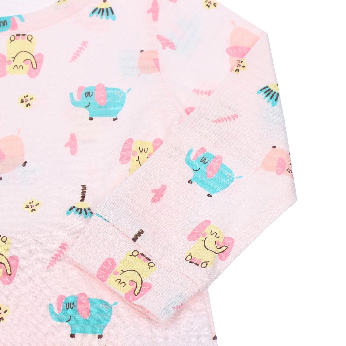 Bộ quần áo dài tay cho bé Kidsplaza kẻ in hình chú voi con M20T 4Y (Hồng) - mặt phải
