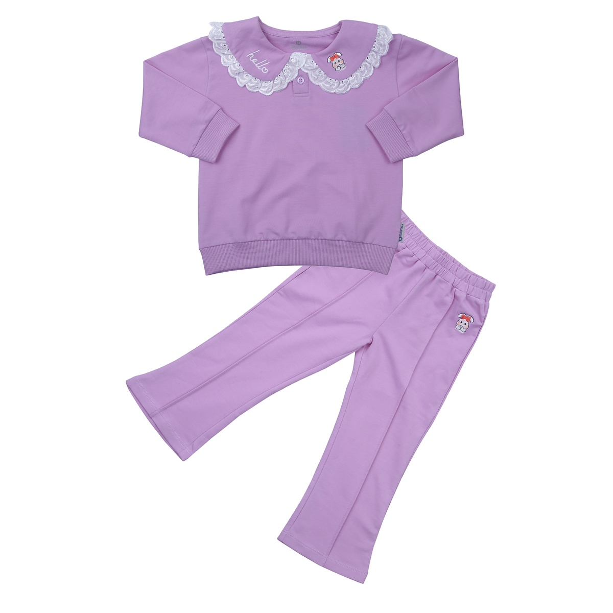 Bộ quần áo dài tay da cá bé gái KidsPlaza cổ bèo TT23T (Tím)