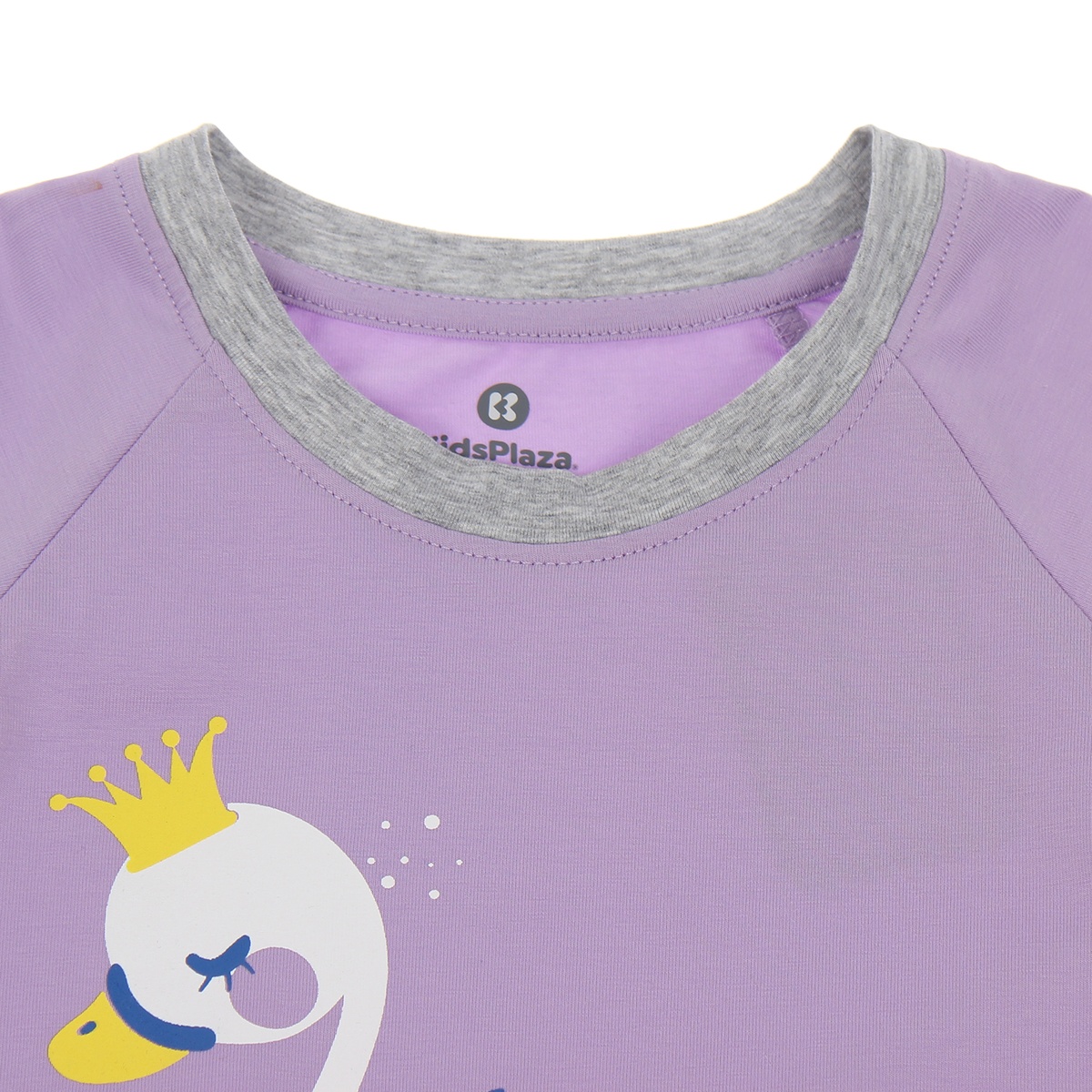 Bộ quần áo dài tay Kidsplaza bé gái in hình Thiên Nga M20T (Tím Ghi) 4Y - mặt phải