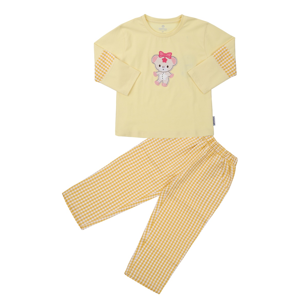 Bộ quần áo dài tay KidsPlaza thêu dập gấu TT23T (Vàng)