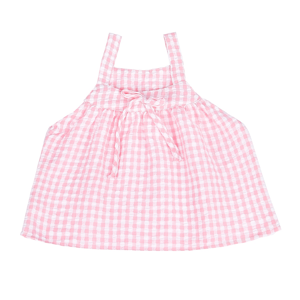 Bộ quần áo hai dây kẻ zip kaki KidsPlaza M21H (Hồng Nhạt) - mặt trái