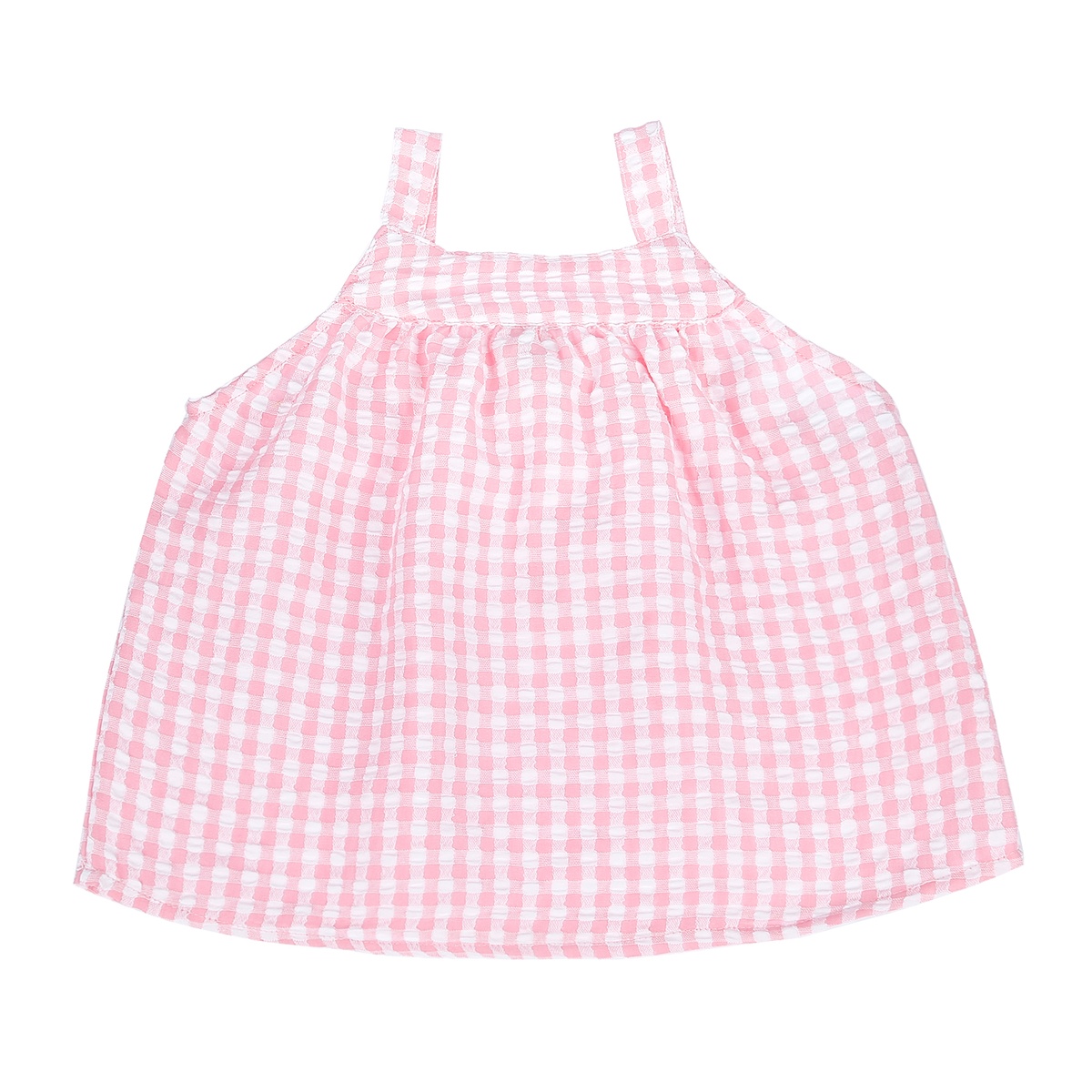 Bộ quần áo hai dây kẻ zip kaki KidsPlaza M21H (Hồng Nhạt) - góc nghiêng