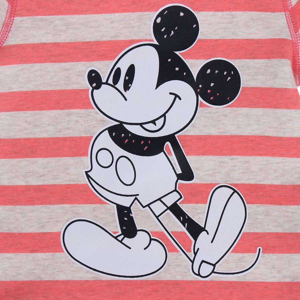 Bộ quần áo kẻ ngang màu hồng in hình Mickey băng lông - mặt sau