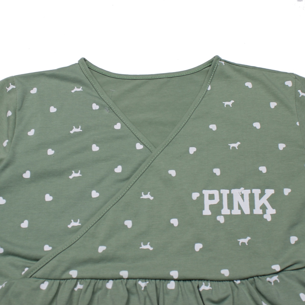 Bộ quần áo sau sinh cho mẹ cotton cổ tim Pink - hình 6