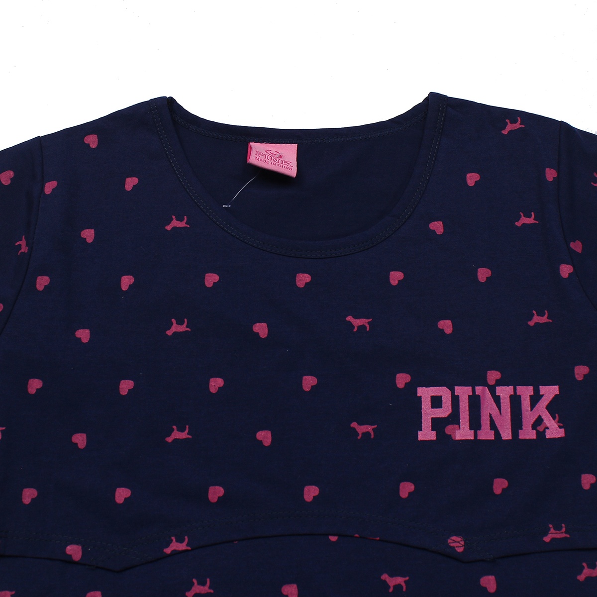 Bộ quần áo sau sinh cho mẹ cotton cổ tròn Pink - góc nghiêng