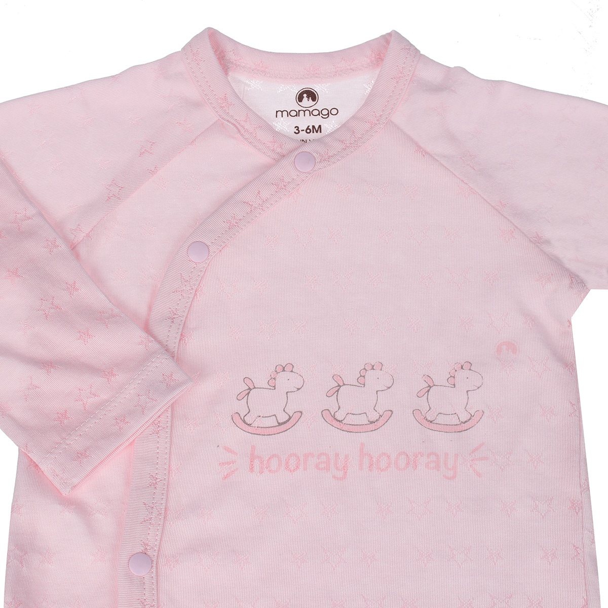 Bộ quần áo sơ sinh dài tay Mamago twikle star cài chéo ND20H 0-3M (Hồng) - mặt sau