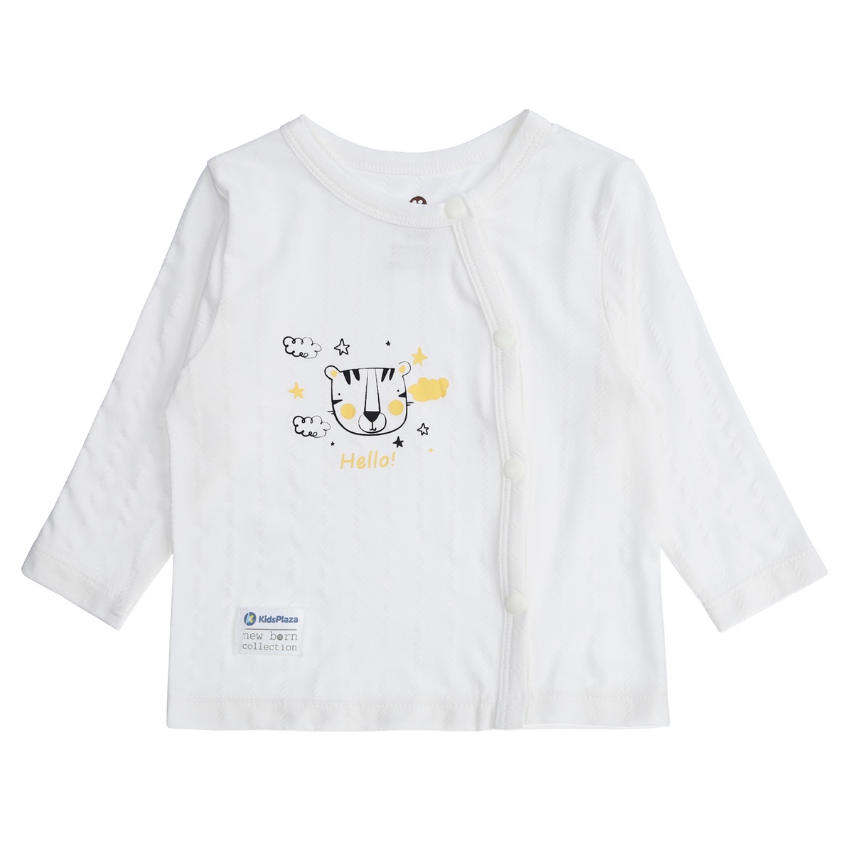 Bộ quần áo sơ sinh KidsPlaza cài chéo in hình hổ HN21T (Trắng) - mặt trái