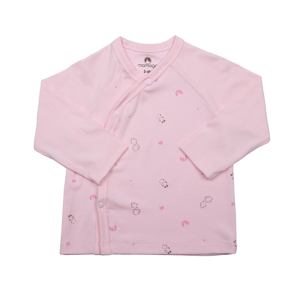 Bộ quần áo sơ sinh Otis cài chéo Mamago ND20H (Hồng) 3-6M - mặt trái
