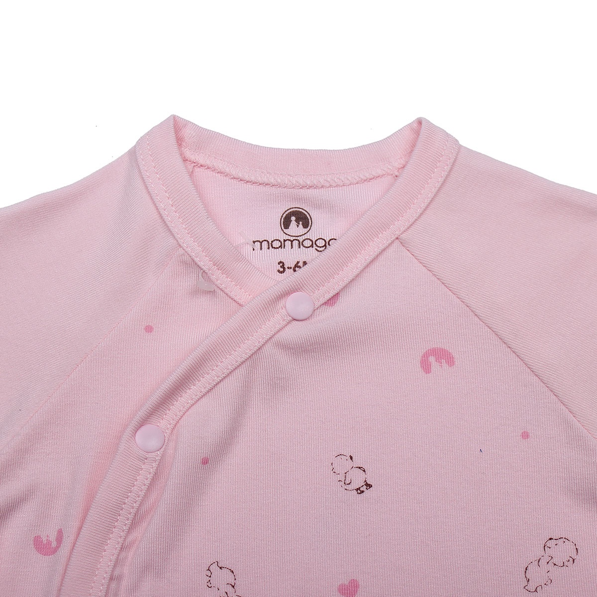 Bộ quần áo sơ sinh Otis cài chéo Mamago ND20H (Hồng) 3-6M - góc nghiêng
