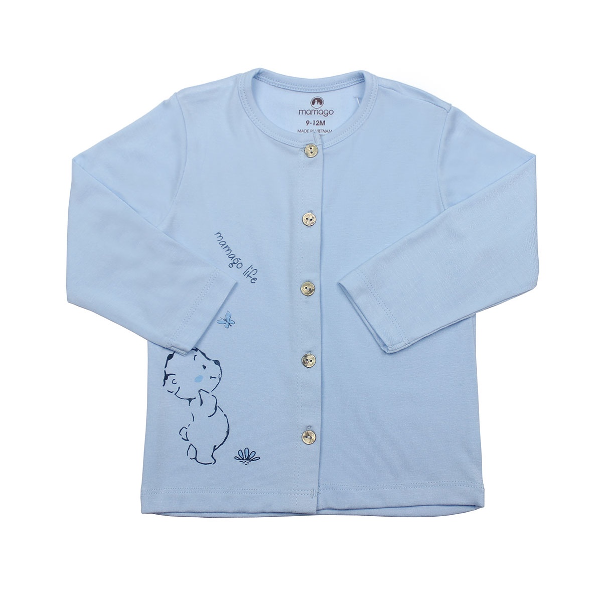 Bộ quần áo sơ sinh Otis cài giữa Mamago ND20H (Xanh) 0-3M - mặt trái