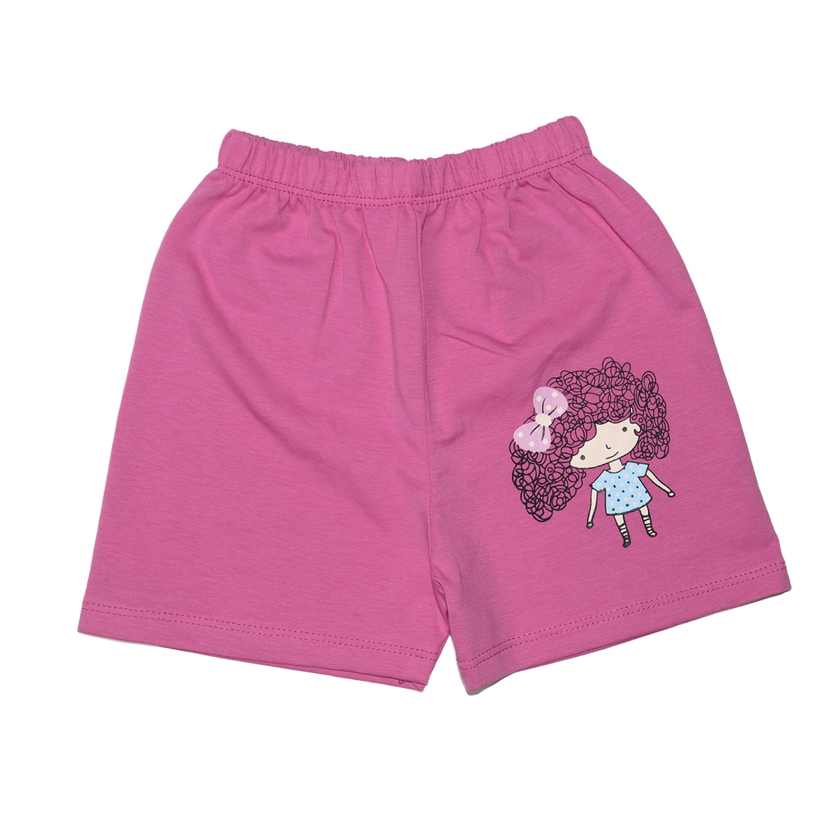 Bộ quần áo tay ngắn Kiza in hình cô bé tóc xù (hồng cánh sen) - mặt trái