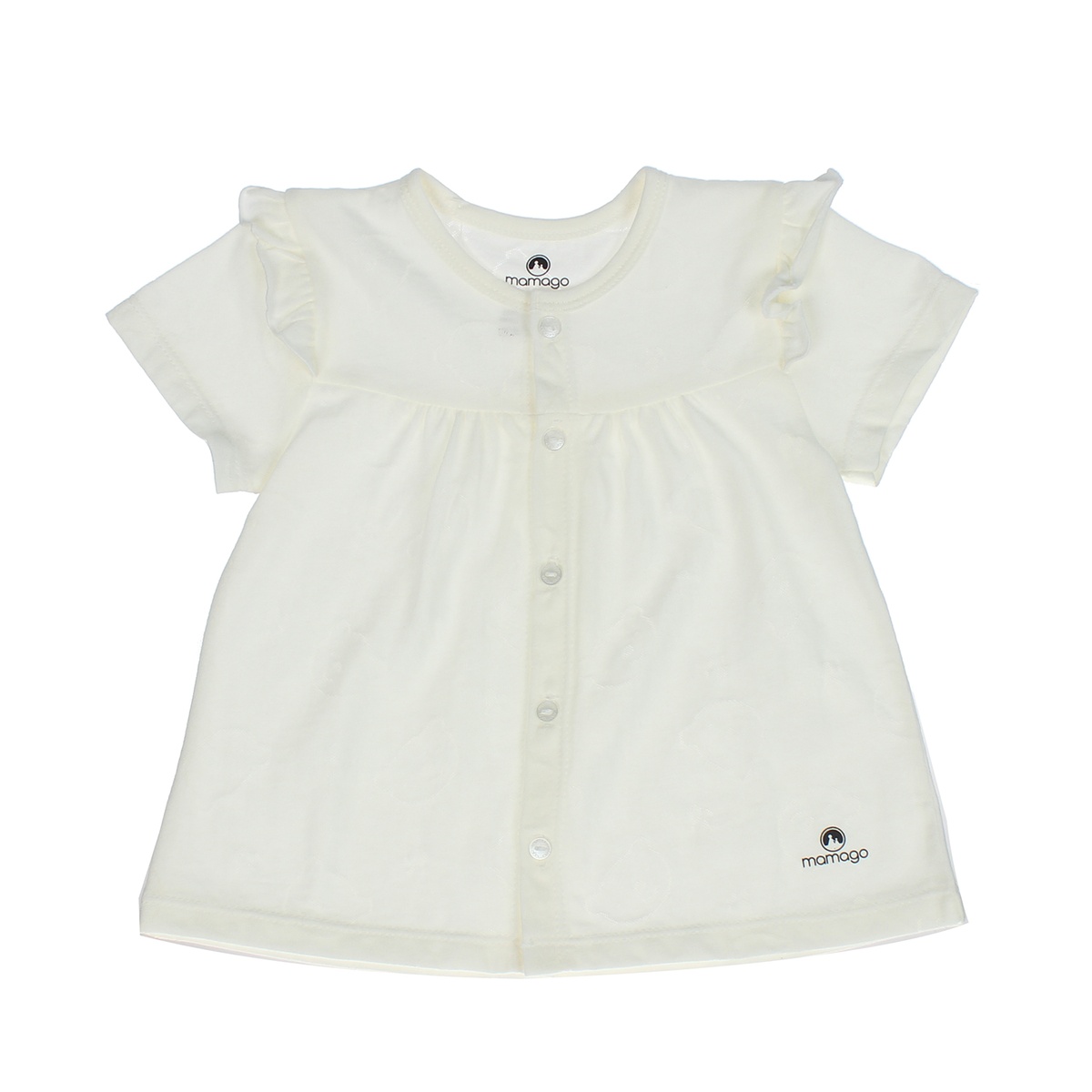 Bộ sơ sinh bé gái Neil cài giữa cộc tay Mamago HN20H (Trắng) 3-6M - mặt trái