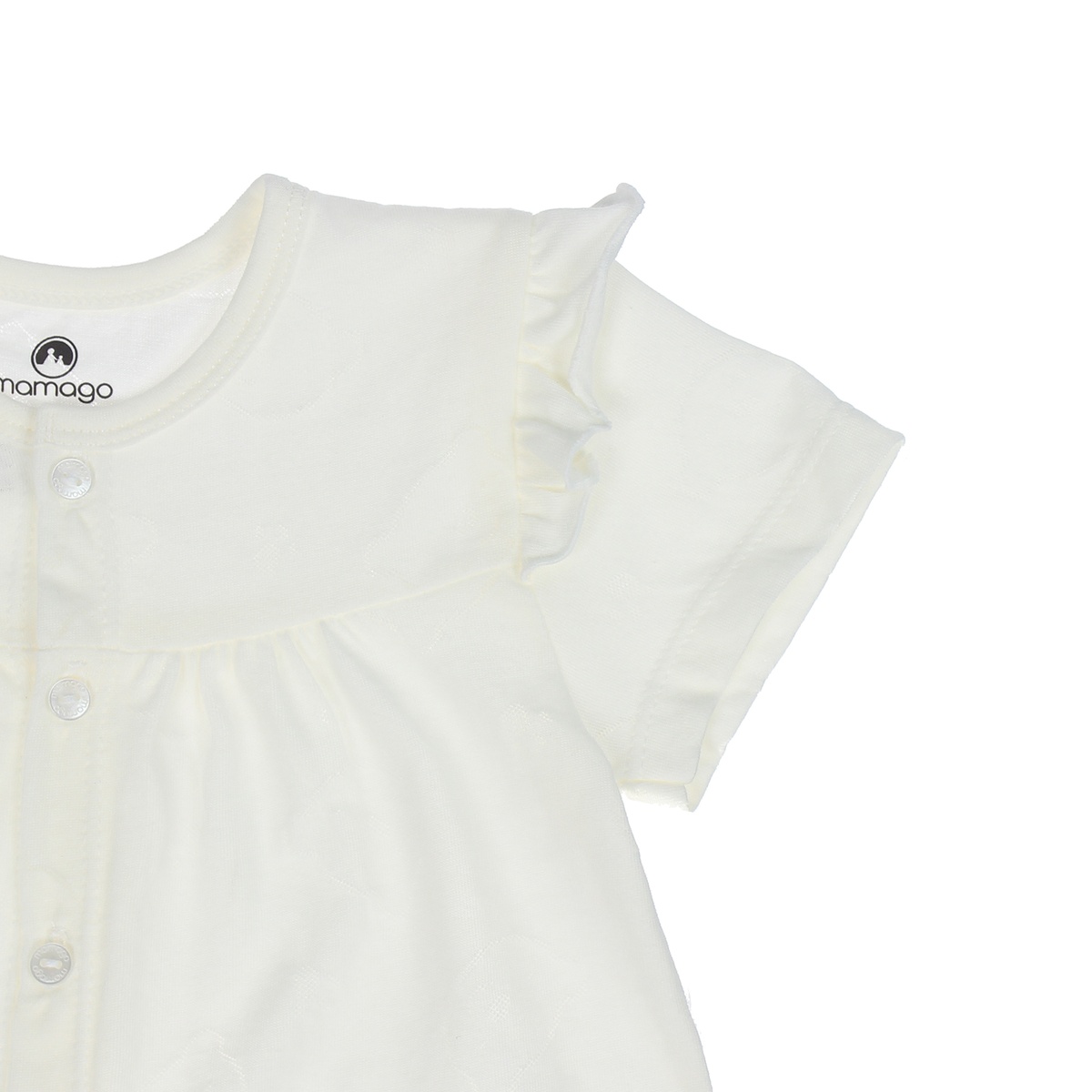 Bộ sơ sinh bé gái Neil cài giữa cộc tay Mamago HN20H (Trắng) 3-6M - mặt phải