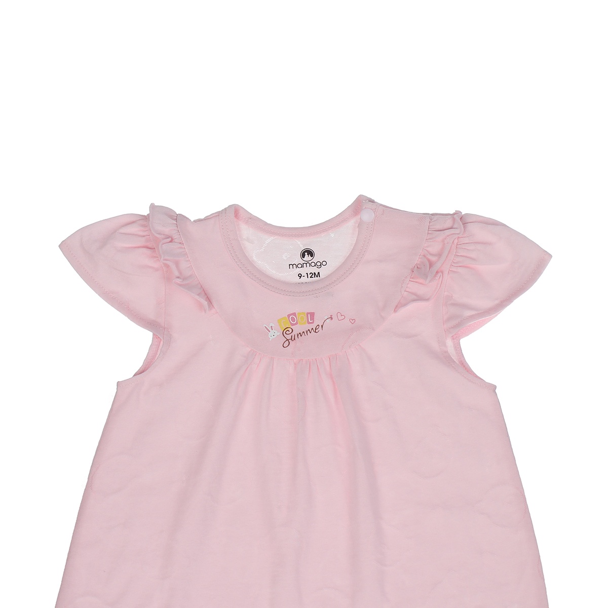 Bộ sơ sinh bé gái Neil cài vai cộc tay Mamago HN20H (Hồng) 12-18M - mặt trái