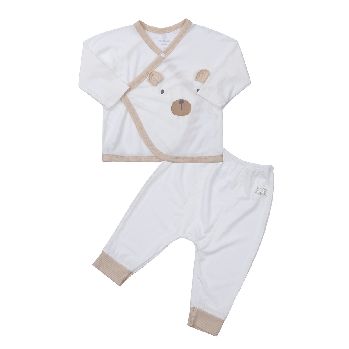 Bộ sơ sinh dài cài lệch Yukata KidsPlaza kẻ tăm ND23T (Trắng)