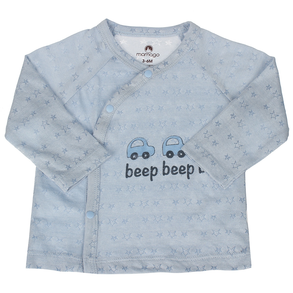 Bộ sơ sinh dài tay Mamago twikle star cài chéo ND20H 3-6M (Xanh) - mặt trái