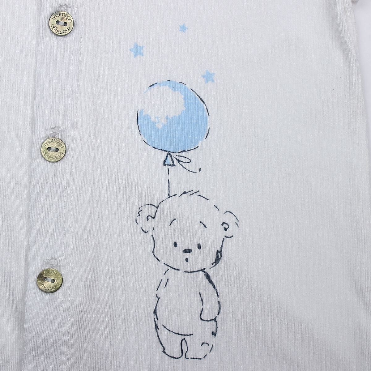  Bộ sơ sinh Otis cài giữa cho bé Mamago ND20H (Trắng Xanh) 0-3M - góc nghiêng