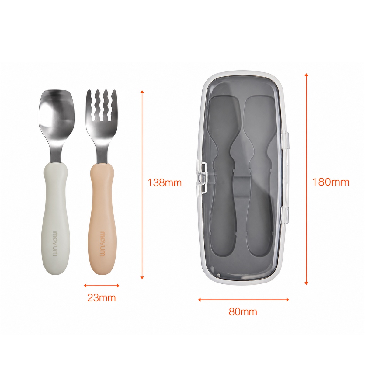 Bộ thìa & dĩa inox Moyuum kèm hộp đựng - mặt trái