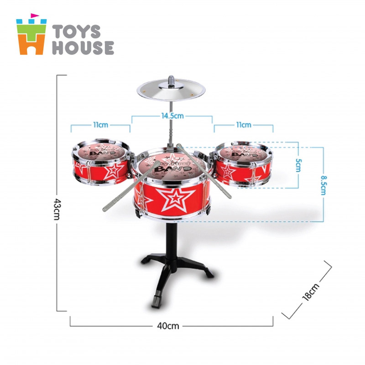Bộ trống đồ chơi Jazz Drum Toyshouse - mặt phải