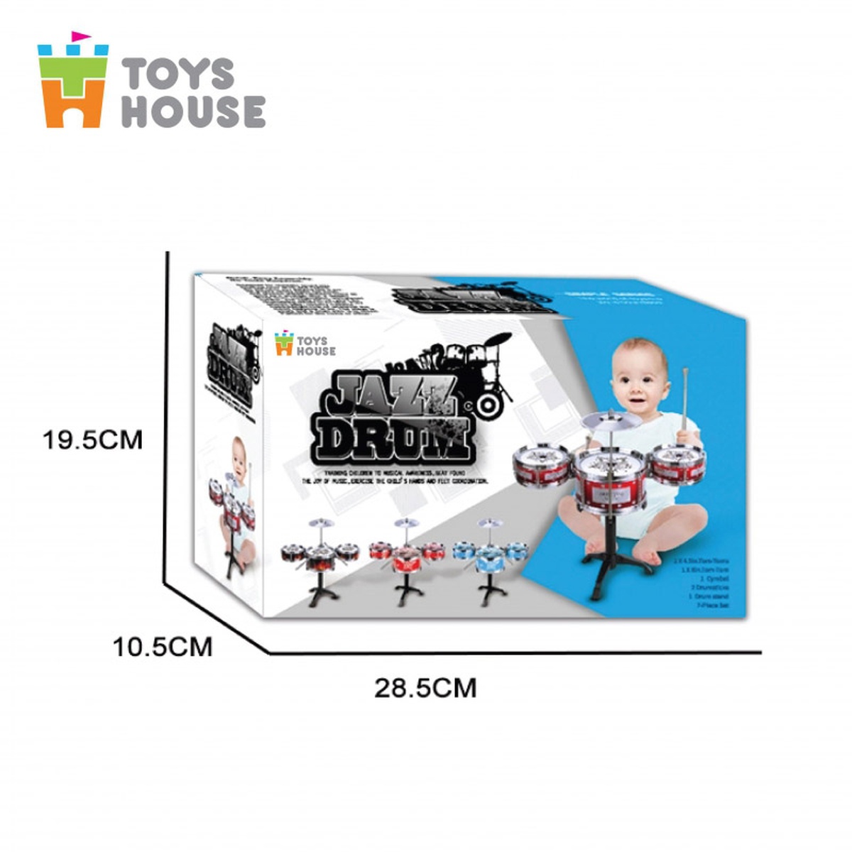Bộ trống đồ chơi Jazz Drum Toyshouse - mặt sau