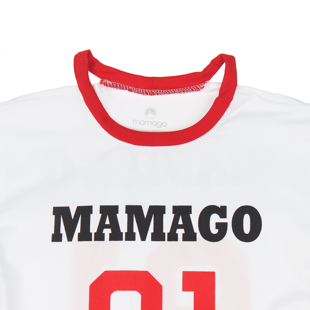 Bộ váy cộc bé gái Mamago in 91 kẻ sọc tay LN20H (Trắng) 5Y - mặt sau