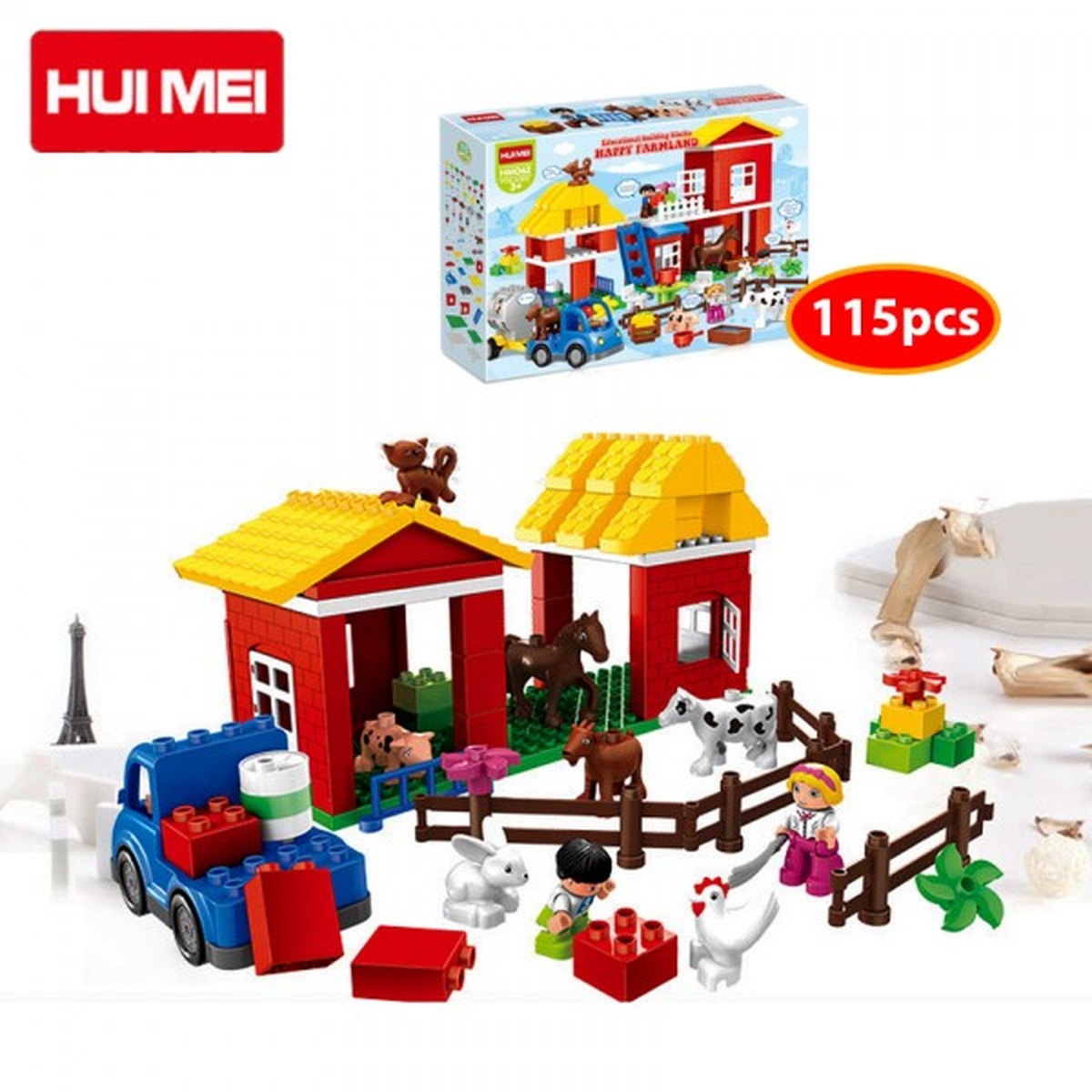 Bộ xếp hình Huimei ngôi nhà nông trại HM062-1 - mặt trái