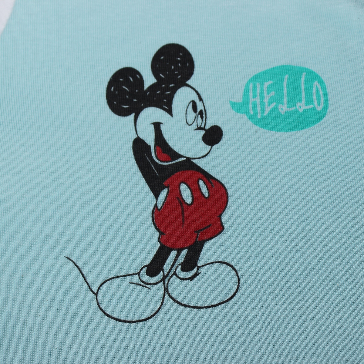Bộ body sơ sinh dài tay Mamago NĐ19 in hình chuột Mickey (Xanh) - mặt trái