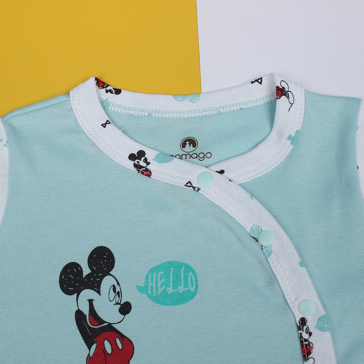Bộ body sơ sinh dài tay Mamago NĐ19 in hình chuột Mickey (Xanh) - hình 6