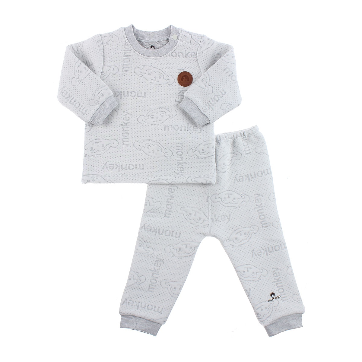 Bộ trần bông Mamago HN19D in hình monkey (Ghi) - mặt trước