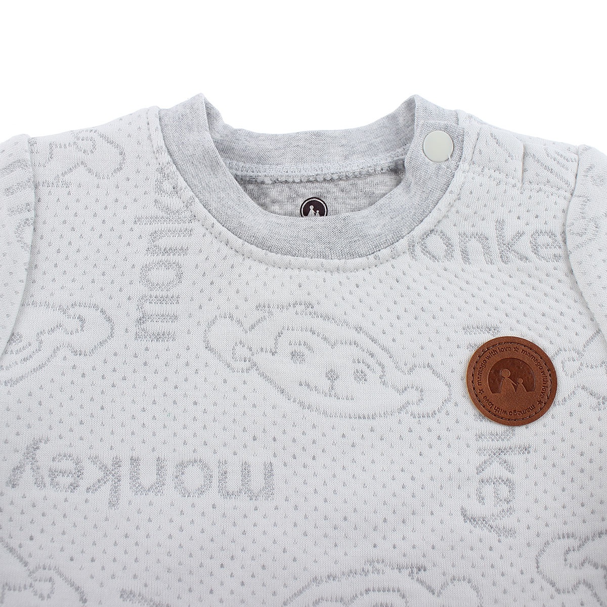 Bộ trần bông Mamago HN19D in hình monkey (Ghi) - mặt sau