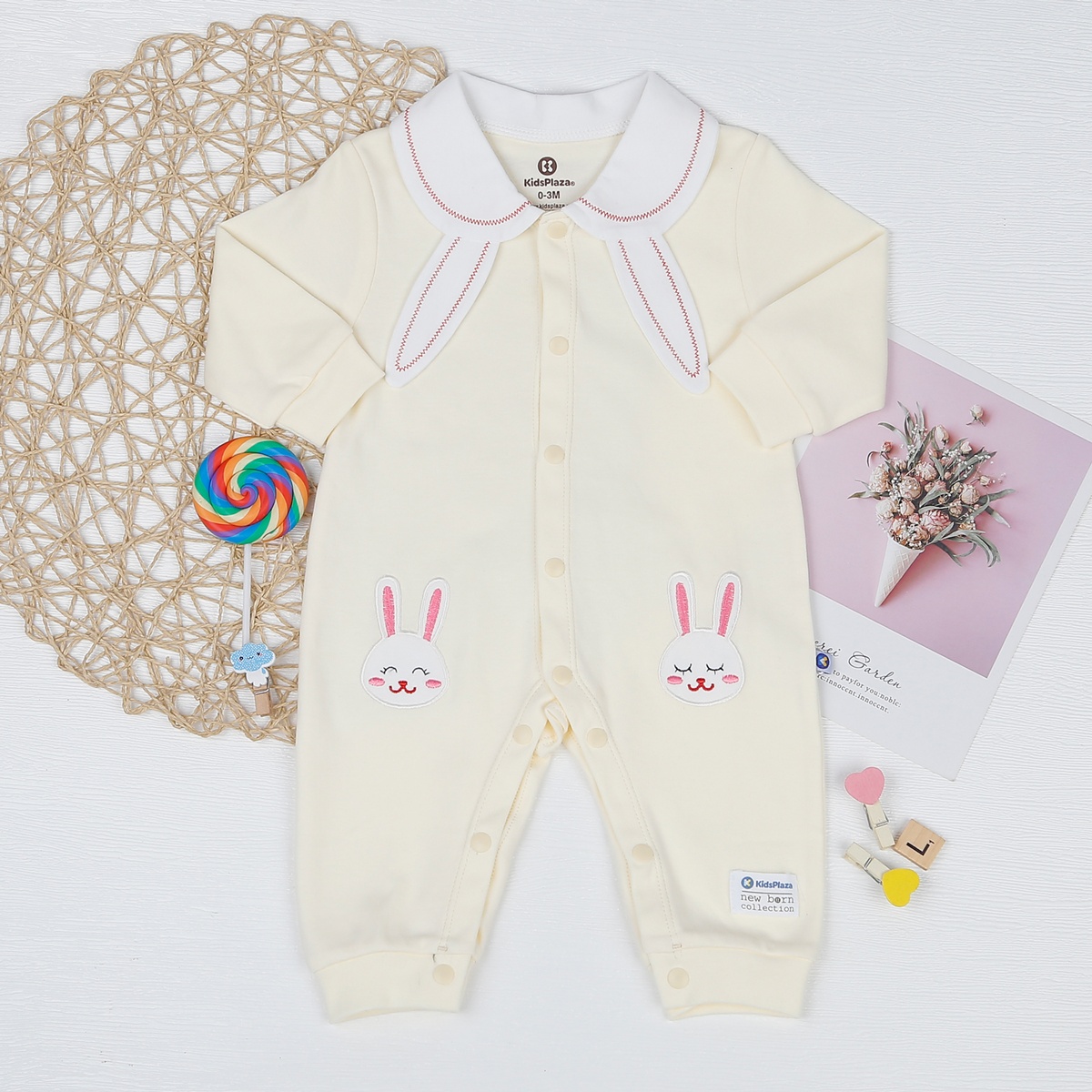 Body bé gái thêu thỏ KidsPlaza HN22D (vàng)