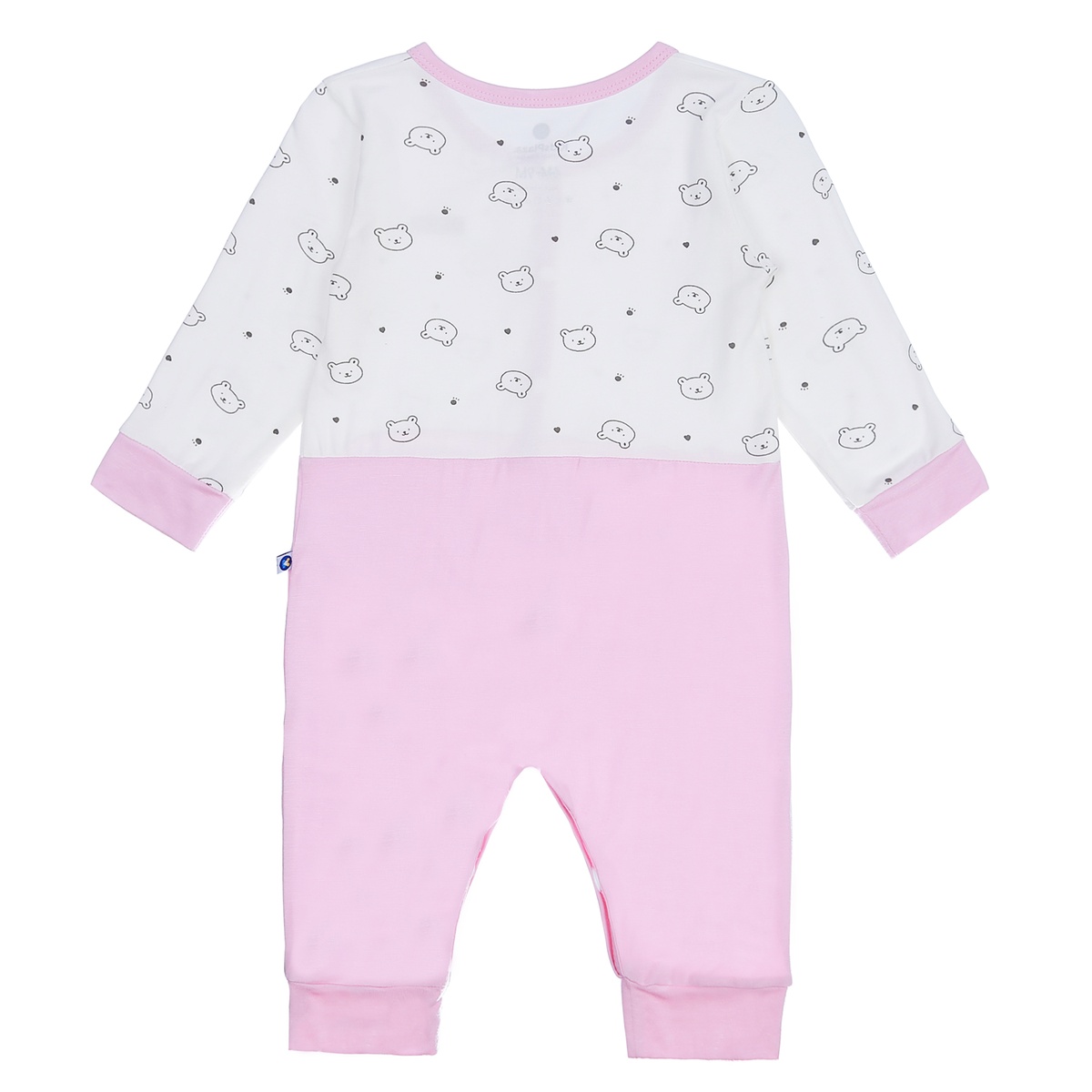 Body cài giữa tay dài KidsPlaza in hình gấu M21T (Trắng Hồng) - góc nghiêng