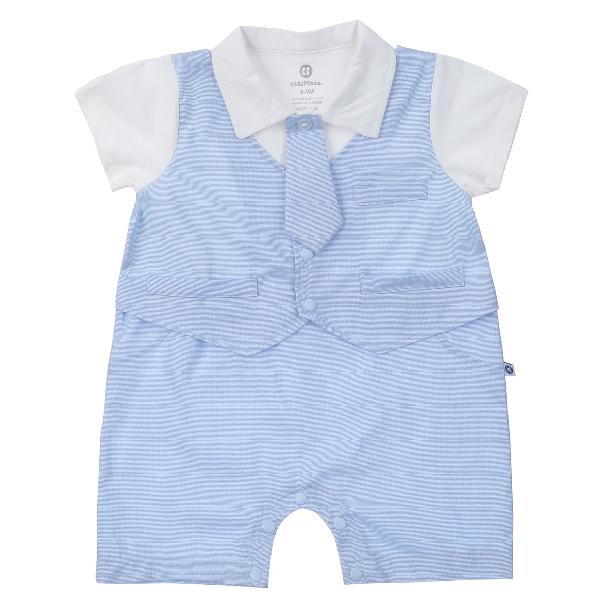 Body cộc bé trai KidsPlaza HN24H gile kẻ (Xanh)