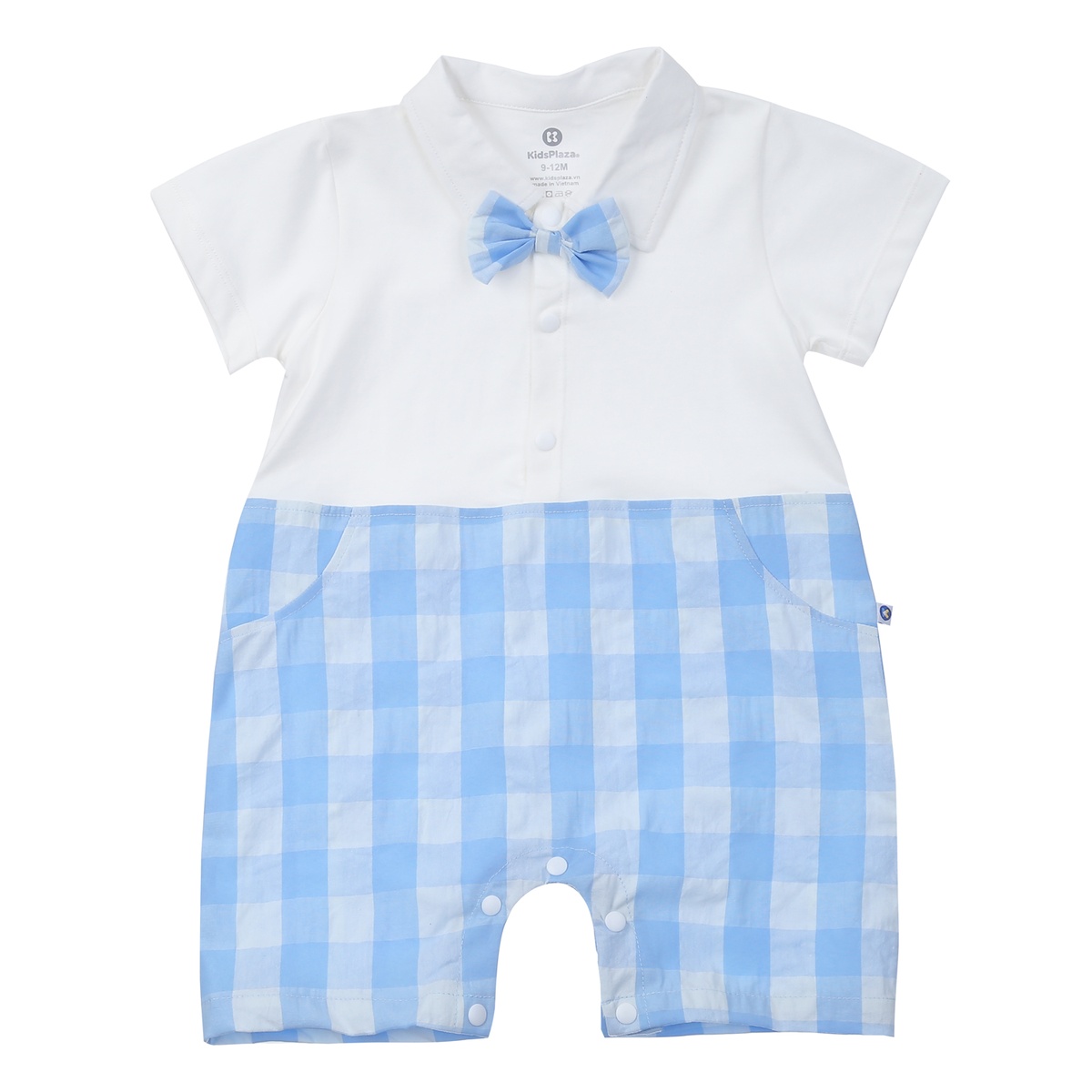 Body cộc tay bé trai KidsPlaza HN24H (Xanh kẻ)