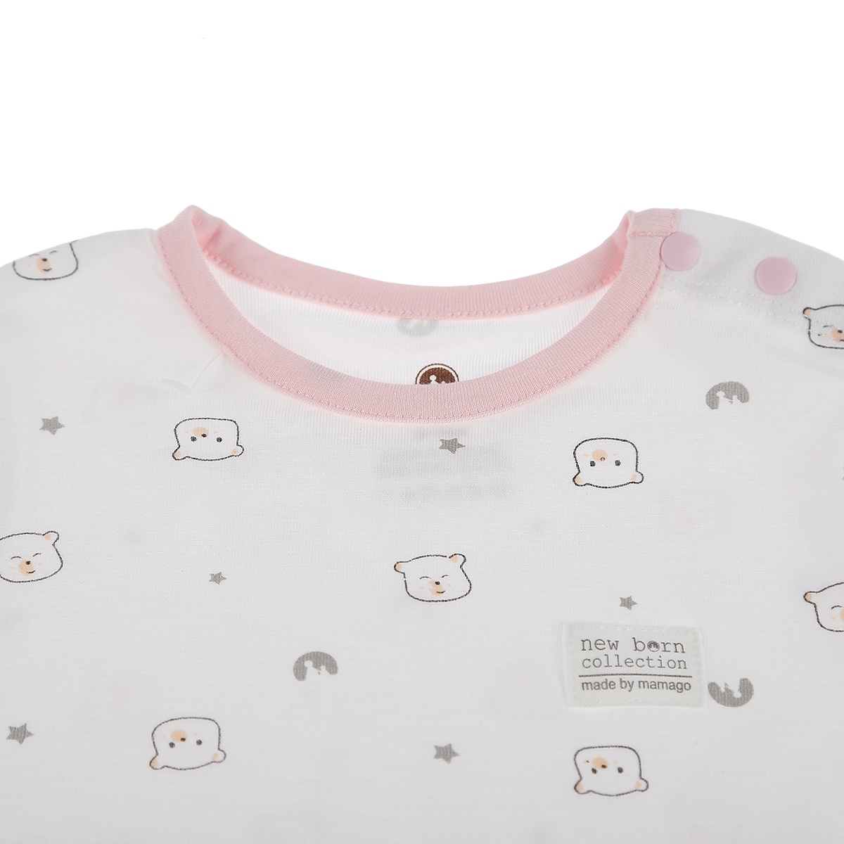 Body cộc tay cho bé Otis Mamago ND20H (Trắng Hồng) 9-12M - mặt trái
