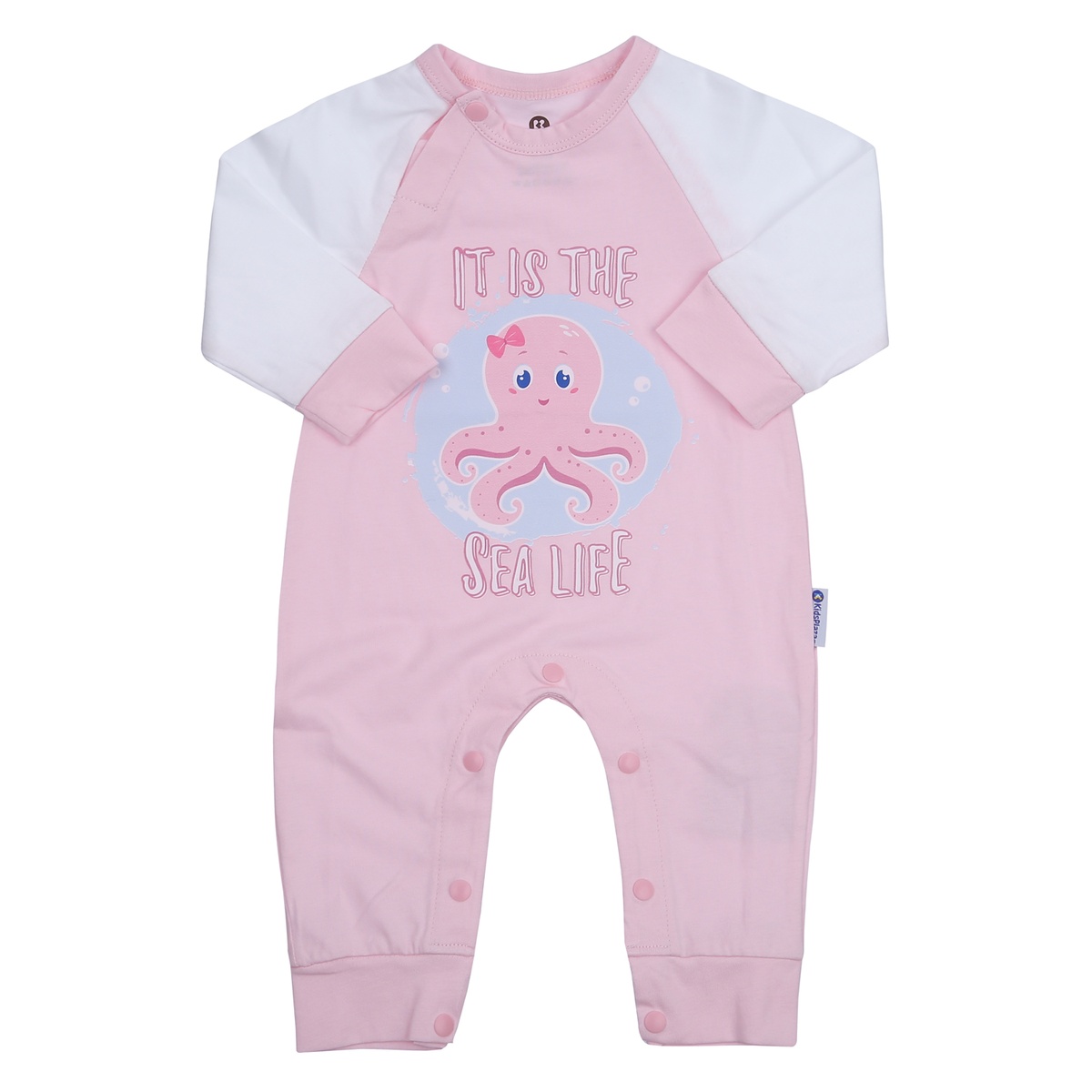 Body dài tay bé gái cài vai KidsPlaza in Sealife M23T (Trắng hồng)