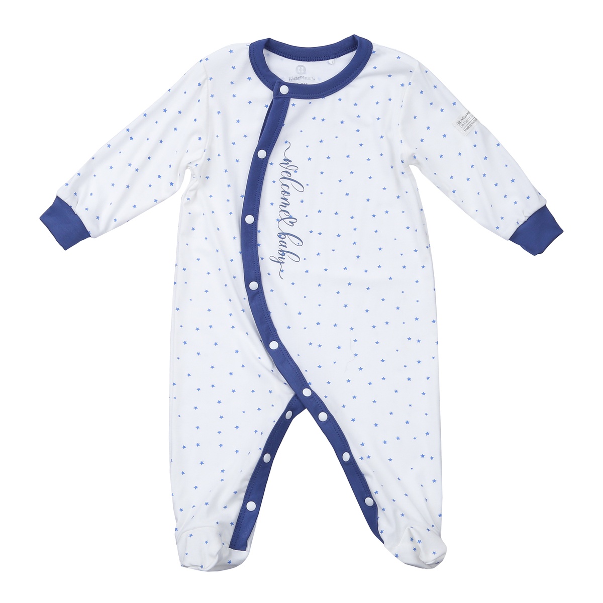 Body dài tay cài lệch KidsPlaza Otis in sao ND23T (Trắng xanh)