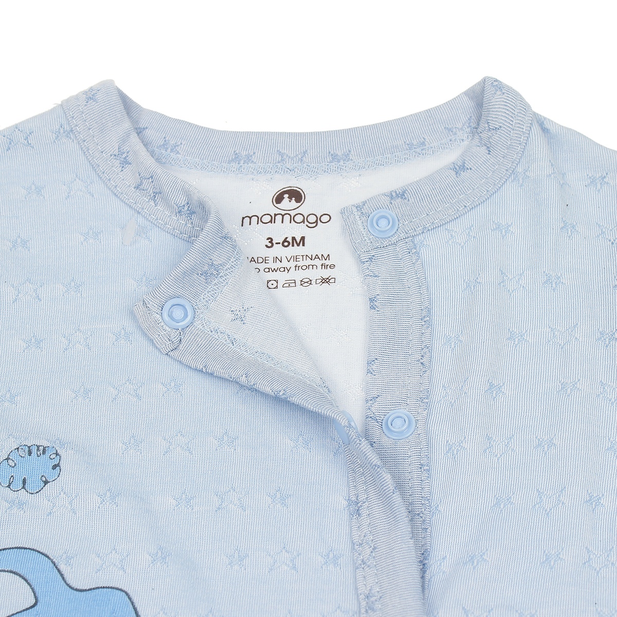 Body dài tay cho bé trai Mamago Twikle Star 3-6M ND20H (Xanh) - mặt phải