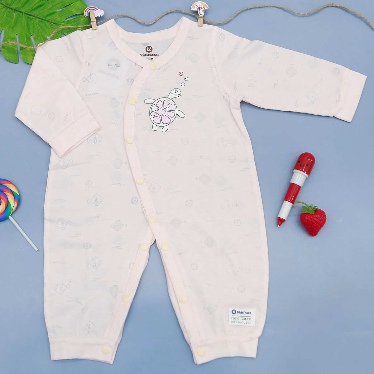 Body dài tay in hình rùa KidsPlaza HN21T (Hồng)
