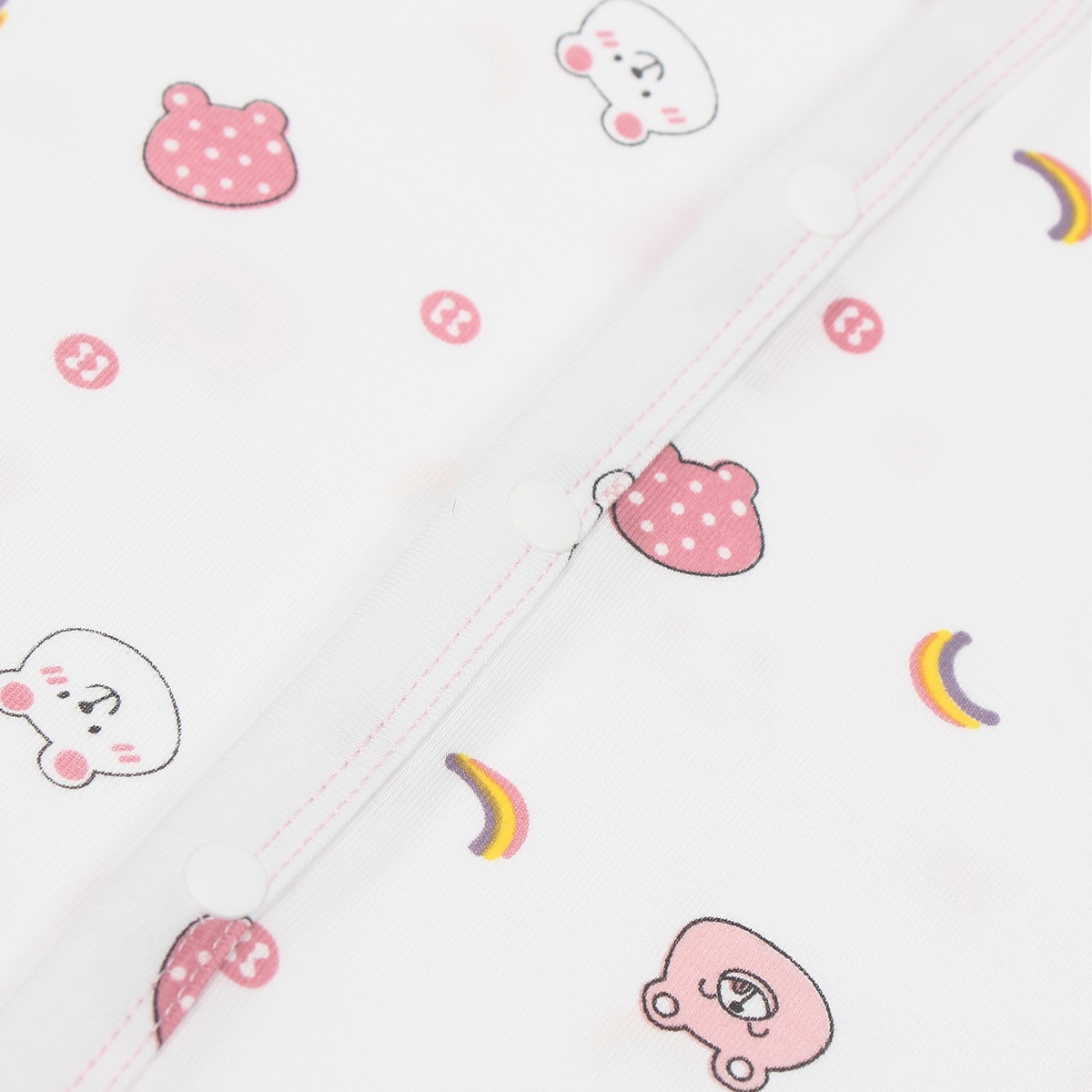 Body dài tay KidsPlaza trắng hồng in hình gấu ND20T 3-6M - mặt trái