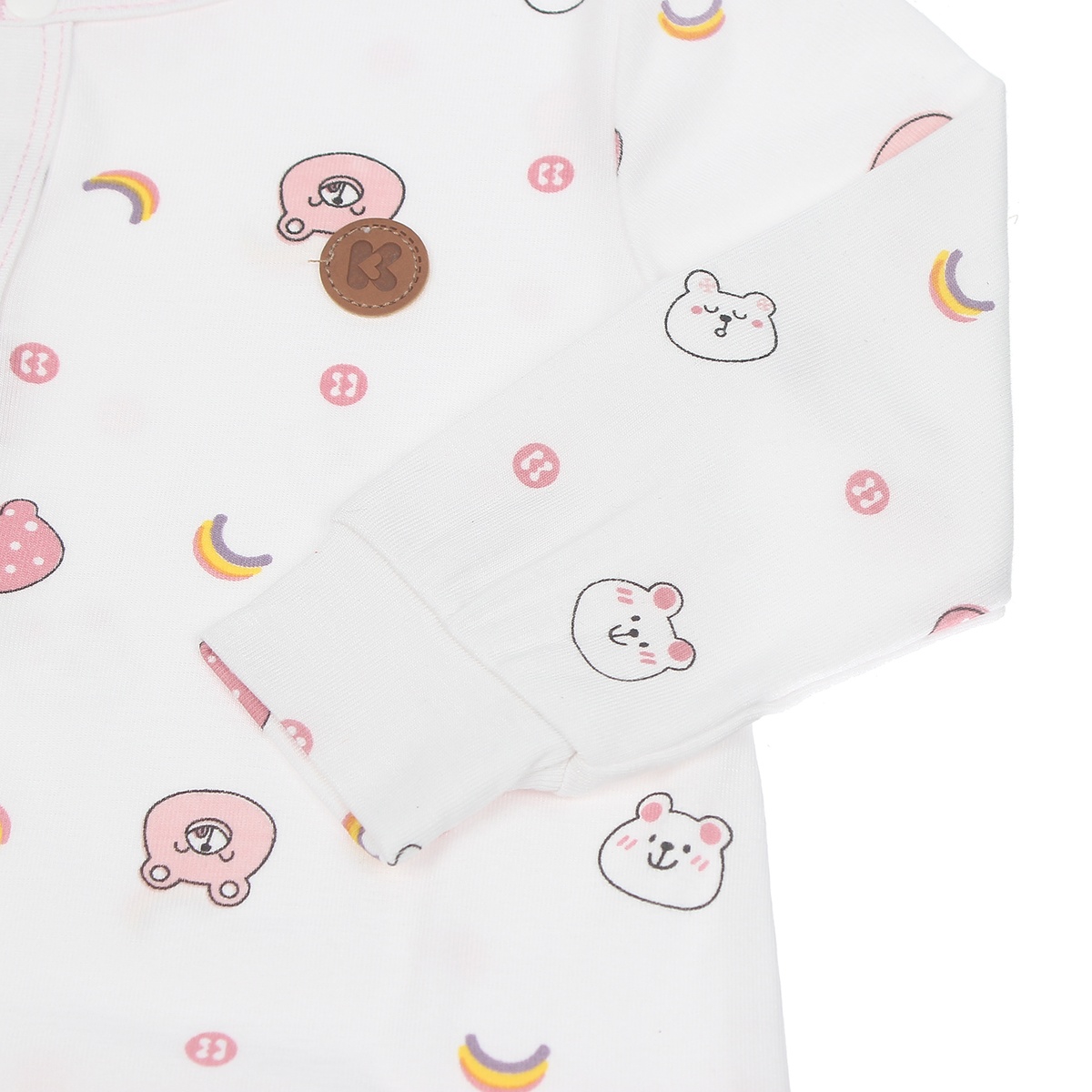 Body dài tay KidsPlaza trắng hồng in hình gấu ND20T 3-6M - mặt phải