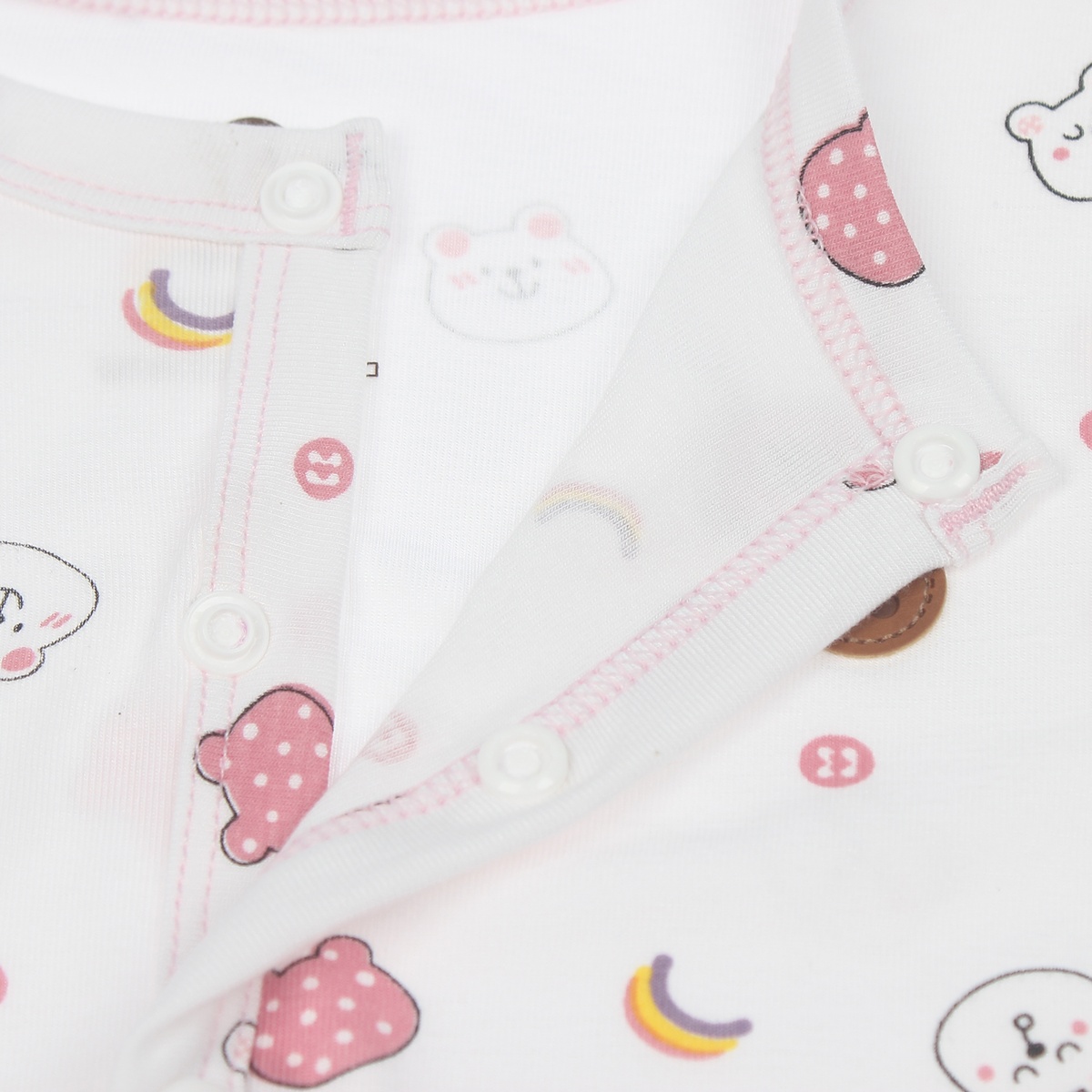 Body dài tay KidsPlaza trắng hồng in hình gấu ND20T 0-3M - mặt phải